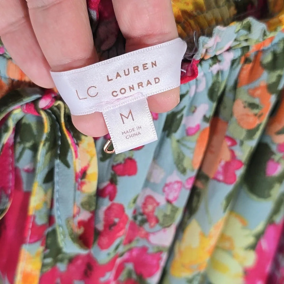 {LC Lauren Conrad} Off-the-Shoulder Midi Dress in Floral Print - Size Medium - Picture 14 of 15